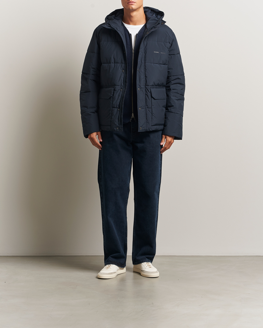 Men | Coats & Jackets | Samsøe Samsøe | Ulf Down Hooded Puffer Salute Navy