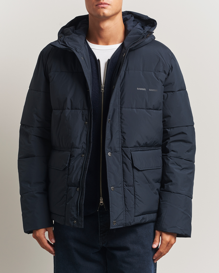 Men | Coats & Jackets | Samsøe Samsøe | Ulf Down Hooded Puffer Salute Navy