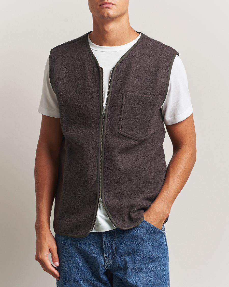 Men | Coats & Jackets | Samsøe Samsøe | Hannes Boiled Wool Vest Turkish Coffee
