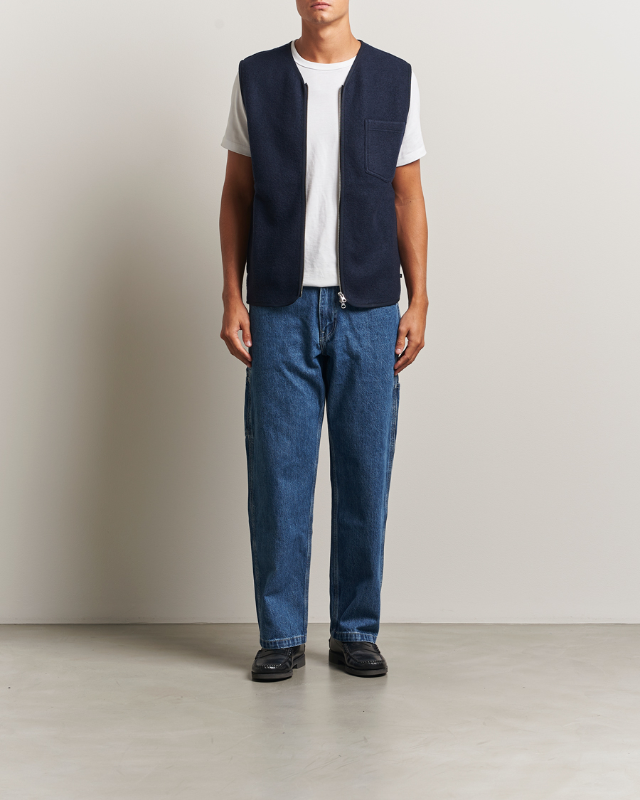 Men | Coats & Jackets | Samsøe Samsøe | Hannes Boiled Wool Vest Salute Navy