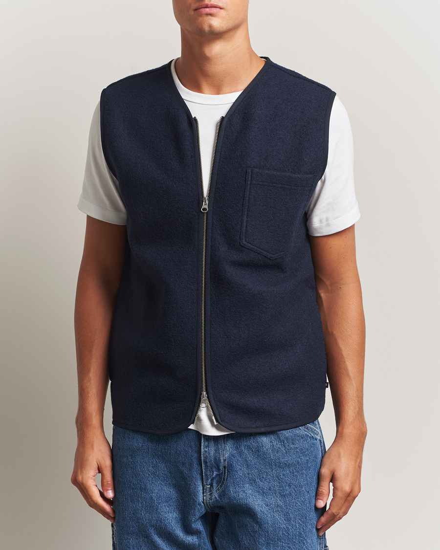 Men | Gilets | Samsøe Samsøe | Hannes Boiled Wool Vest Salute Navy
