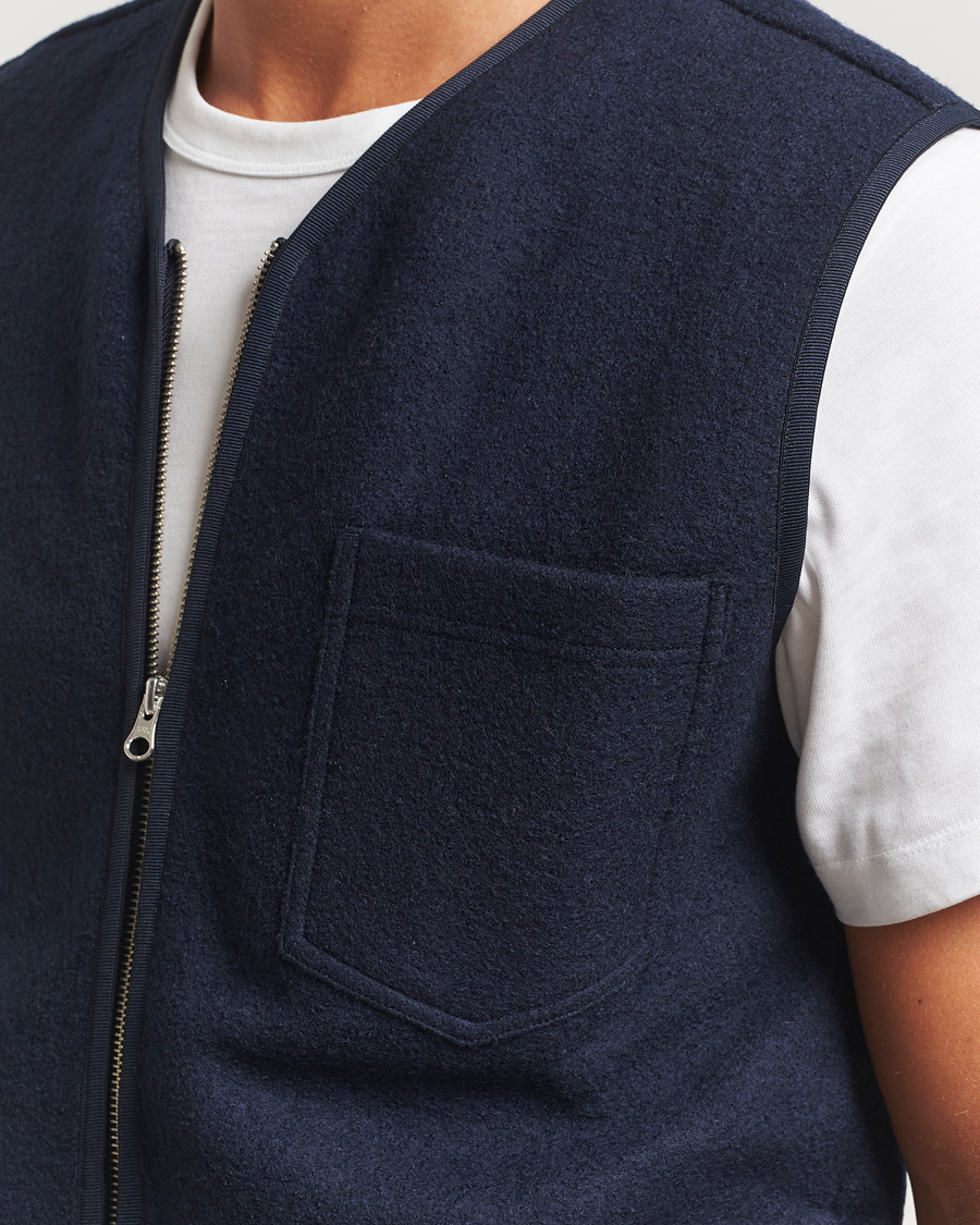 Men | Gilets | Samsøe Samsøe | Hannes Boiled Wool Vest Salute Navy