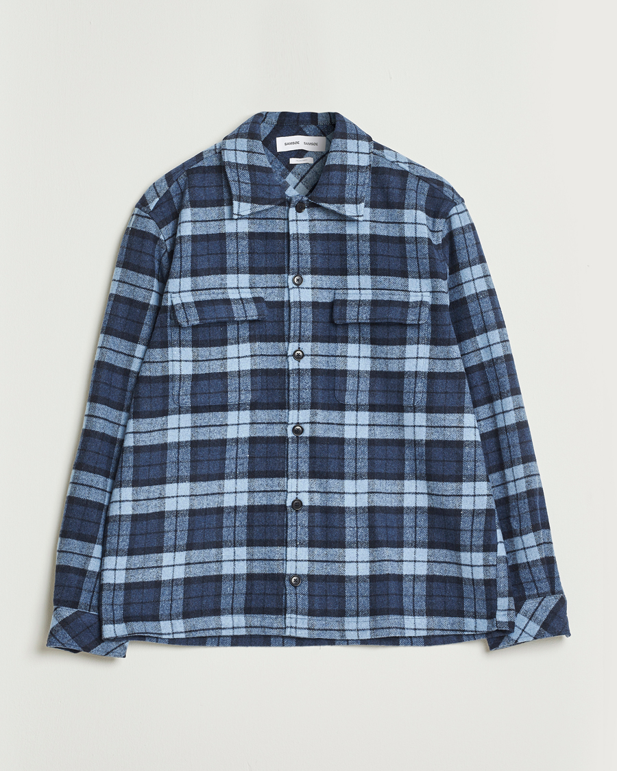 Men | Shirts | Samsøe Samsøe | Castor Checked Overshirt Stellar Blue