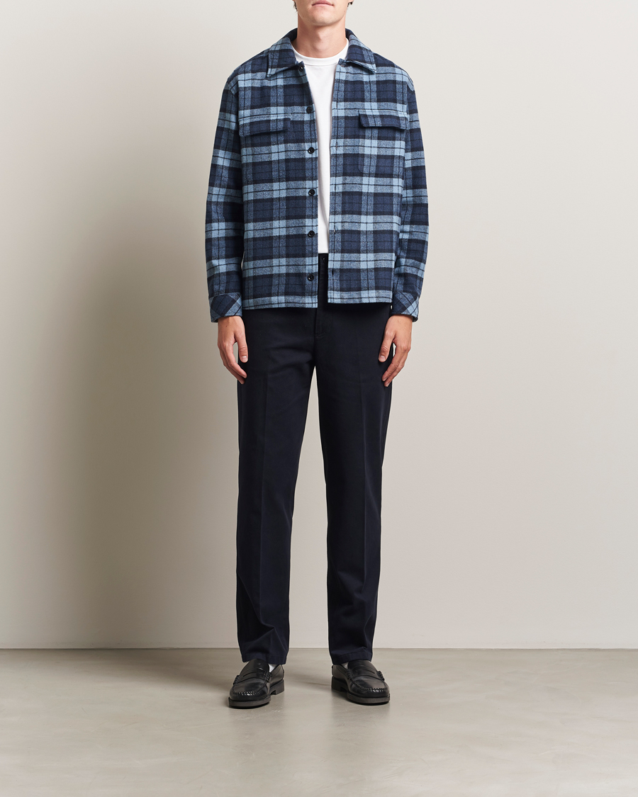 Men | Shirts | Samsøe Samsøe | Castor Checked Overshirt Stellar Blue