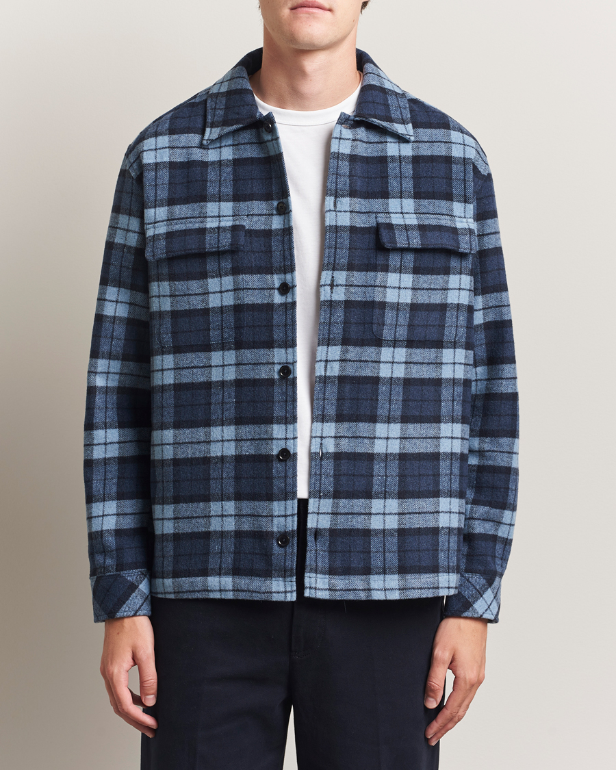Men | Shirts | Samsøe Samsøe | Castor Checked Overshirt Stellar Blue