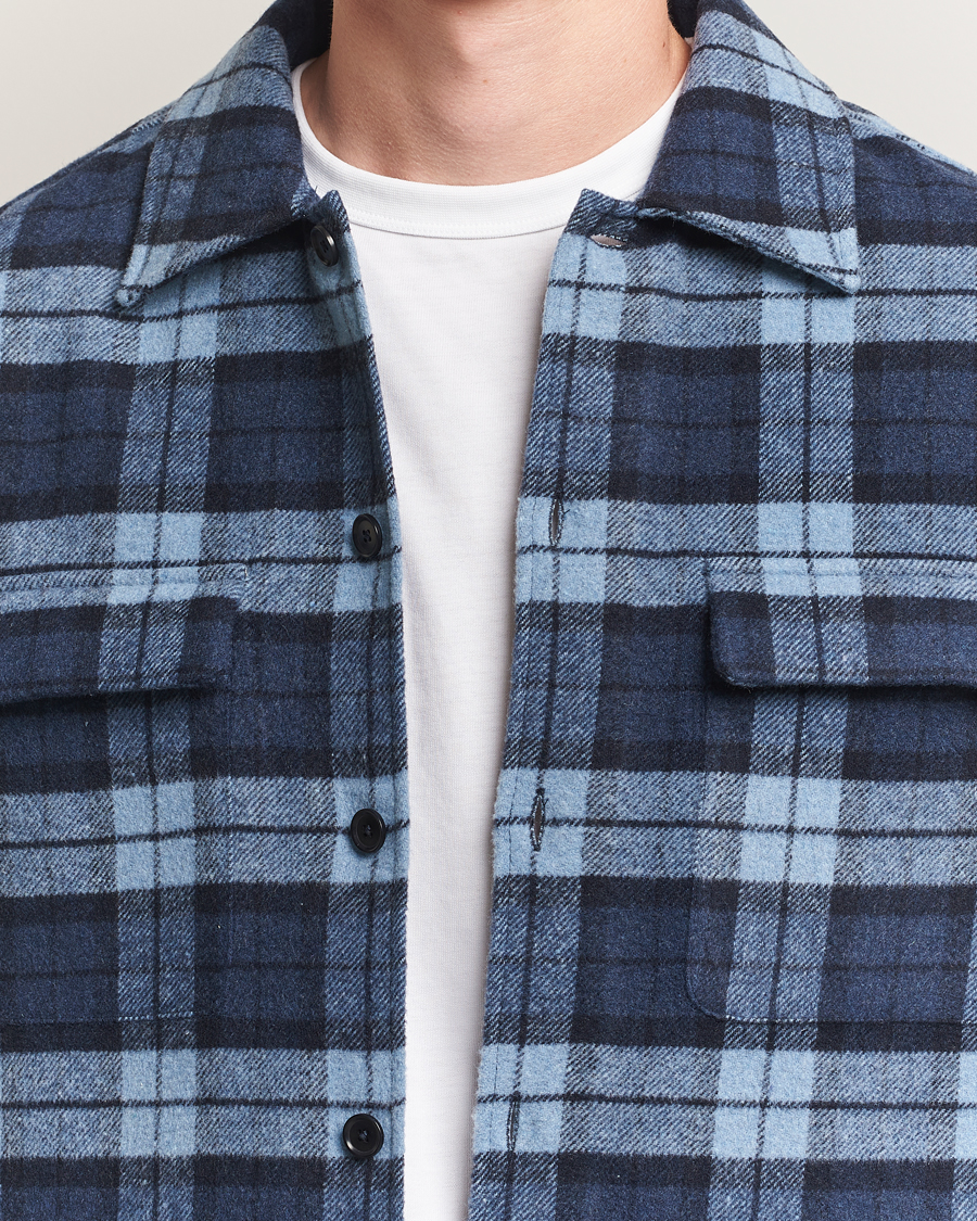 Men | Shirts | Samsøe Samsøe | Castor Checked Overshirt Stellar Blue