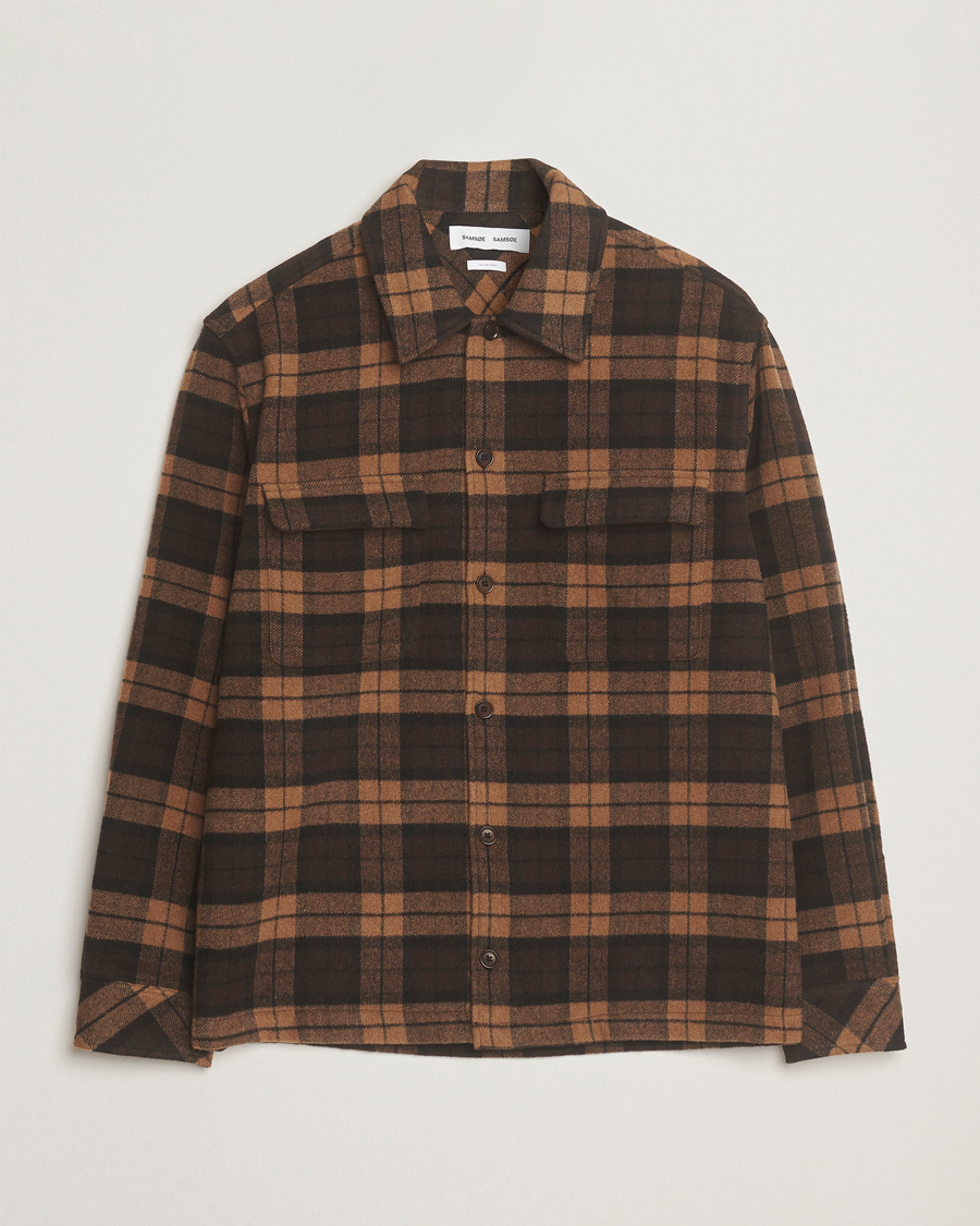 Men | Shirts | Samsøe Samsøe | Castor Checked Overshirt Turkish Coffee