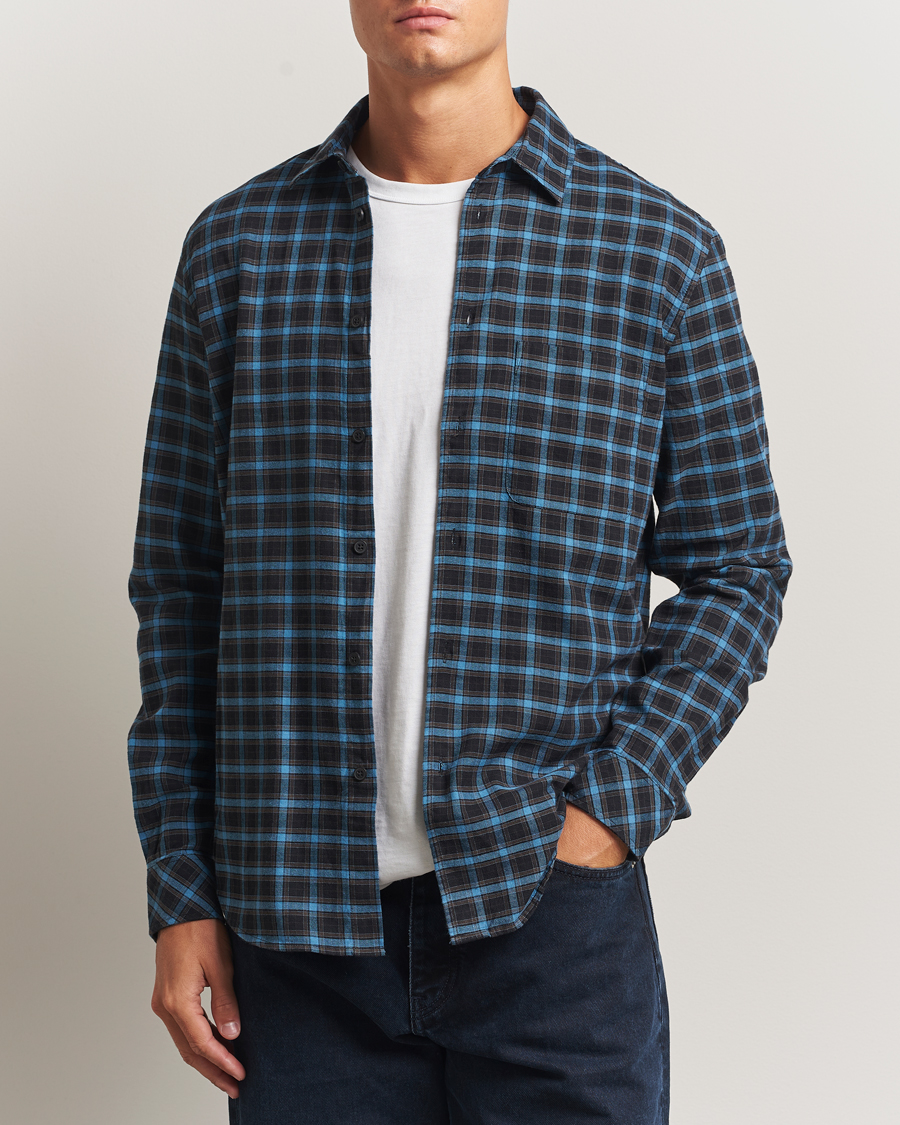 Men | Shirts | Samsøe Samsøe | Liam Brushed Cotton Checked Shirt Turkish Coffee