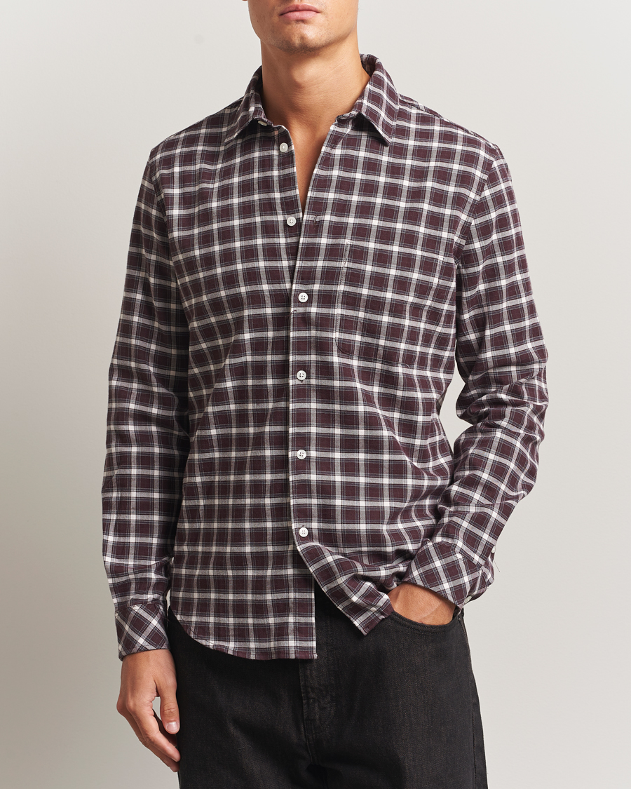 Men | Shirts | Samsøe Samsøe | Liam Brushed Cotton Checked Shirt Raisin