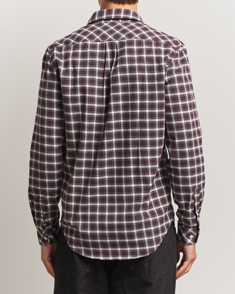 Men | Shirts | Samsøe Samsøe | Liam Brushed Cotton Checked Shirt Raisin