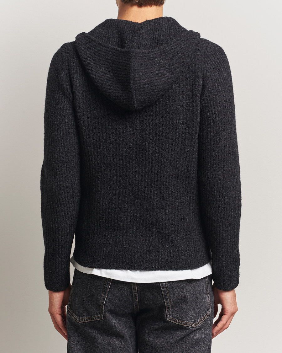 Men | Sweaters & Knitwear | Samsøe Samsøe | Koji Knitted Full Zip Hoodie Black Melange