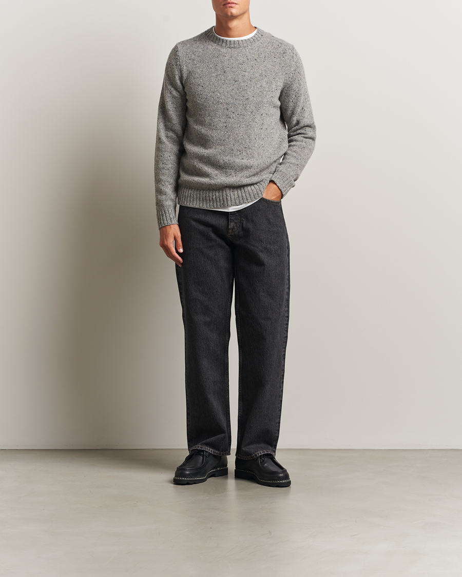 Men | Sweaters & Knitwear | Samsøe Samsøe | Nataniel Donegal Knitted Crew Neck Grey Melange