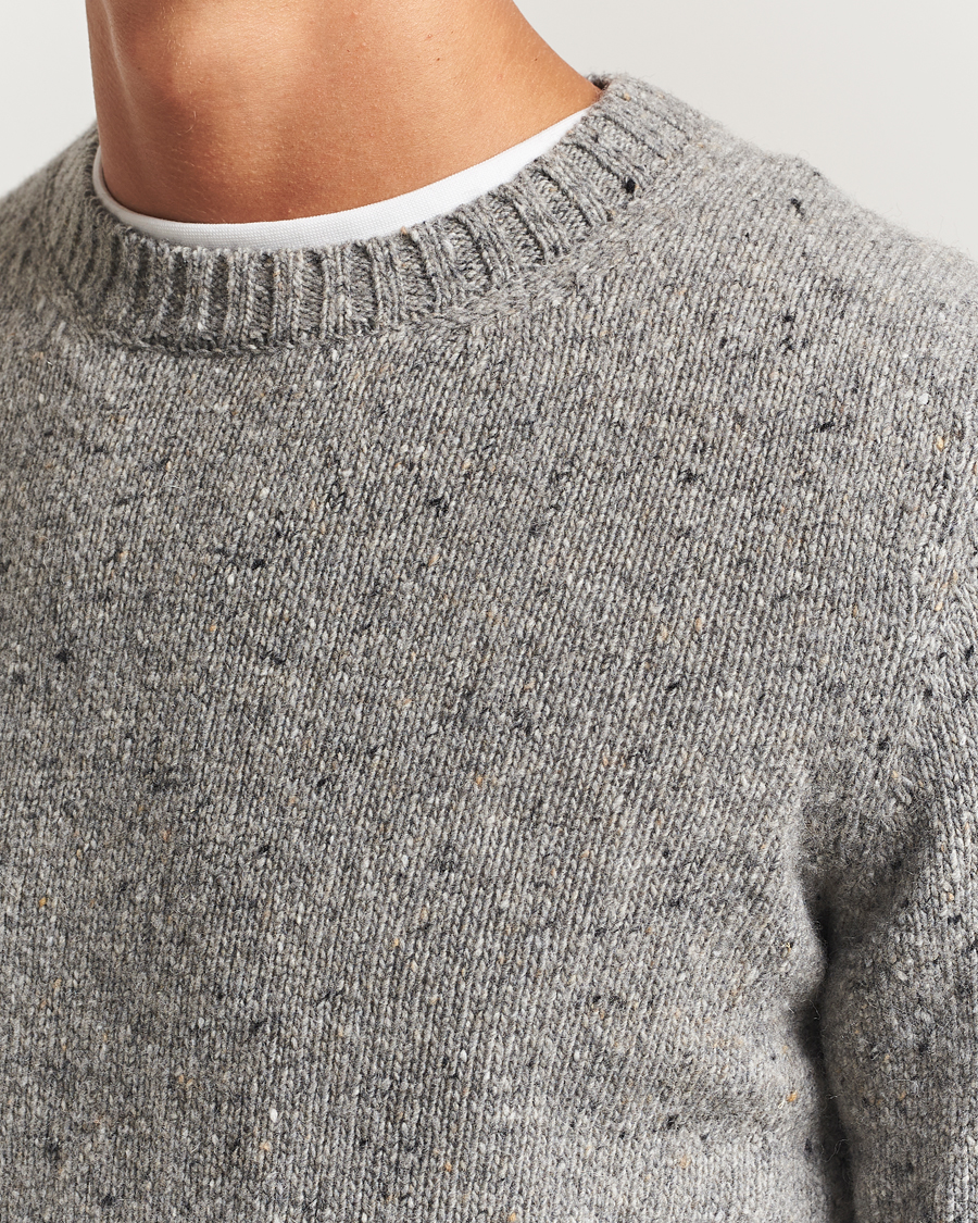 Men | Sweaters & Knitwear | Samsøe Samsøe | Nataniel Donegal Knitted Crew Neck Grey Melange