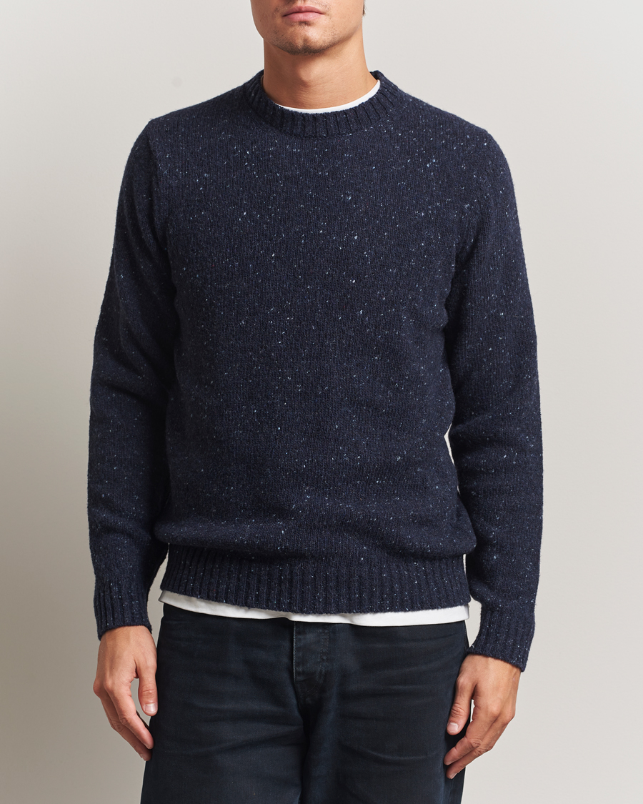 Men | Sweaters & Knitwear | Samsøe Samsøe | Nataniel Donegal Knitted Crew Neck Salute Navy