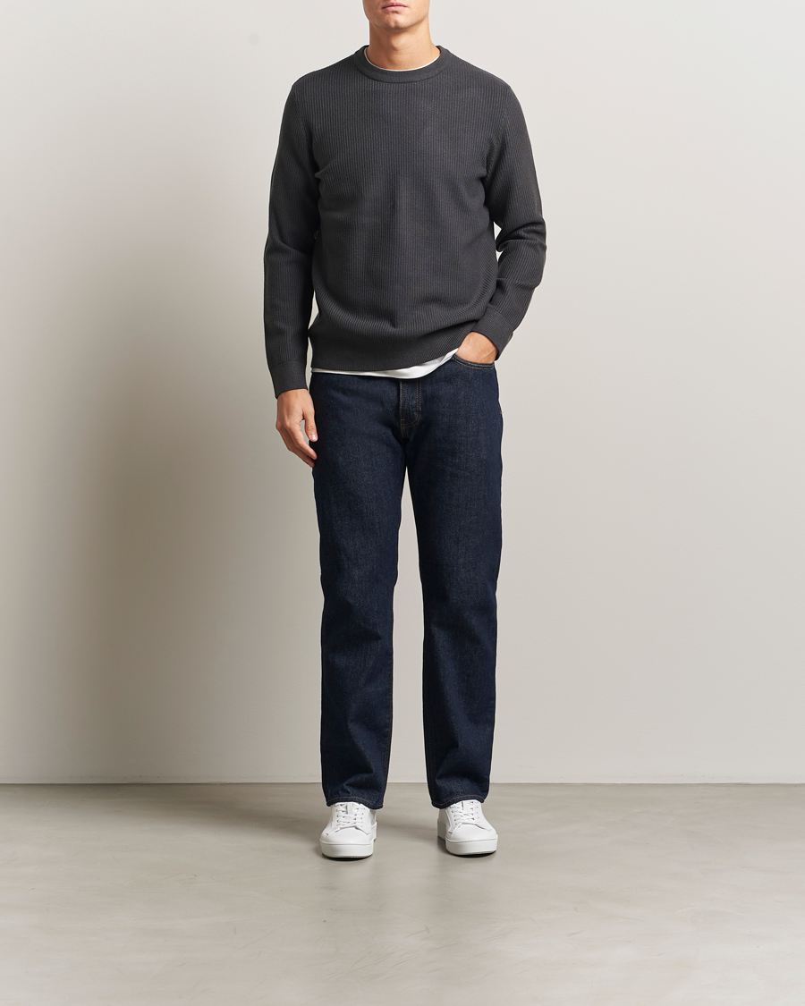 Men | Sweaters & Knitwear | Samsøe Samsøe | Dem Structured Knitted Crew Neck Black Oyster