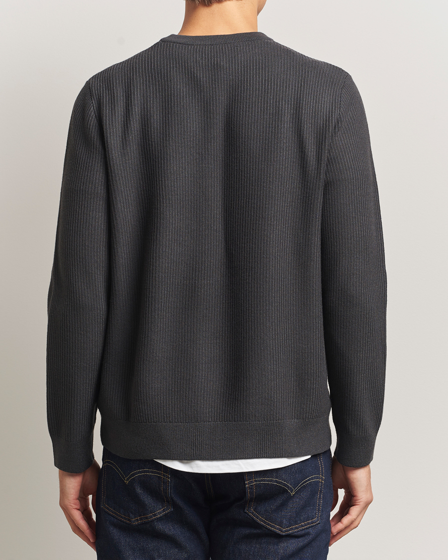 Men | Sweaters & Knitwear | Samsøe Samsøe | Dem Structured Knitted Crew Neck Black Oyster