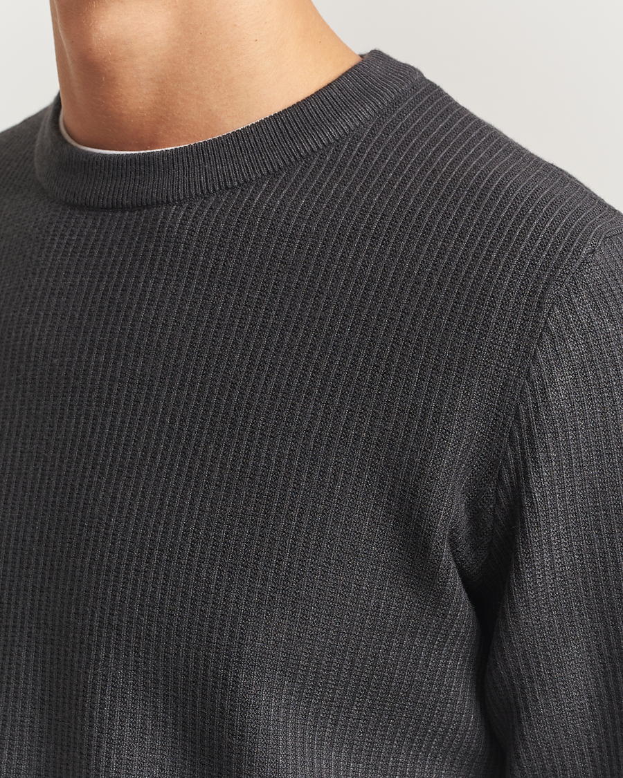 Men | Sweaters & Knitwear | Samsøe Samsøe | Dem Structured Knitted Crew Neck Black Oyster