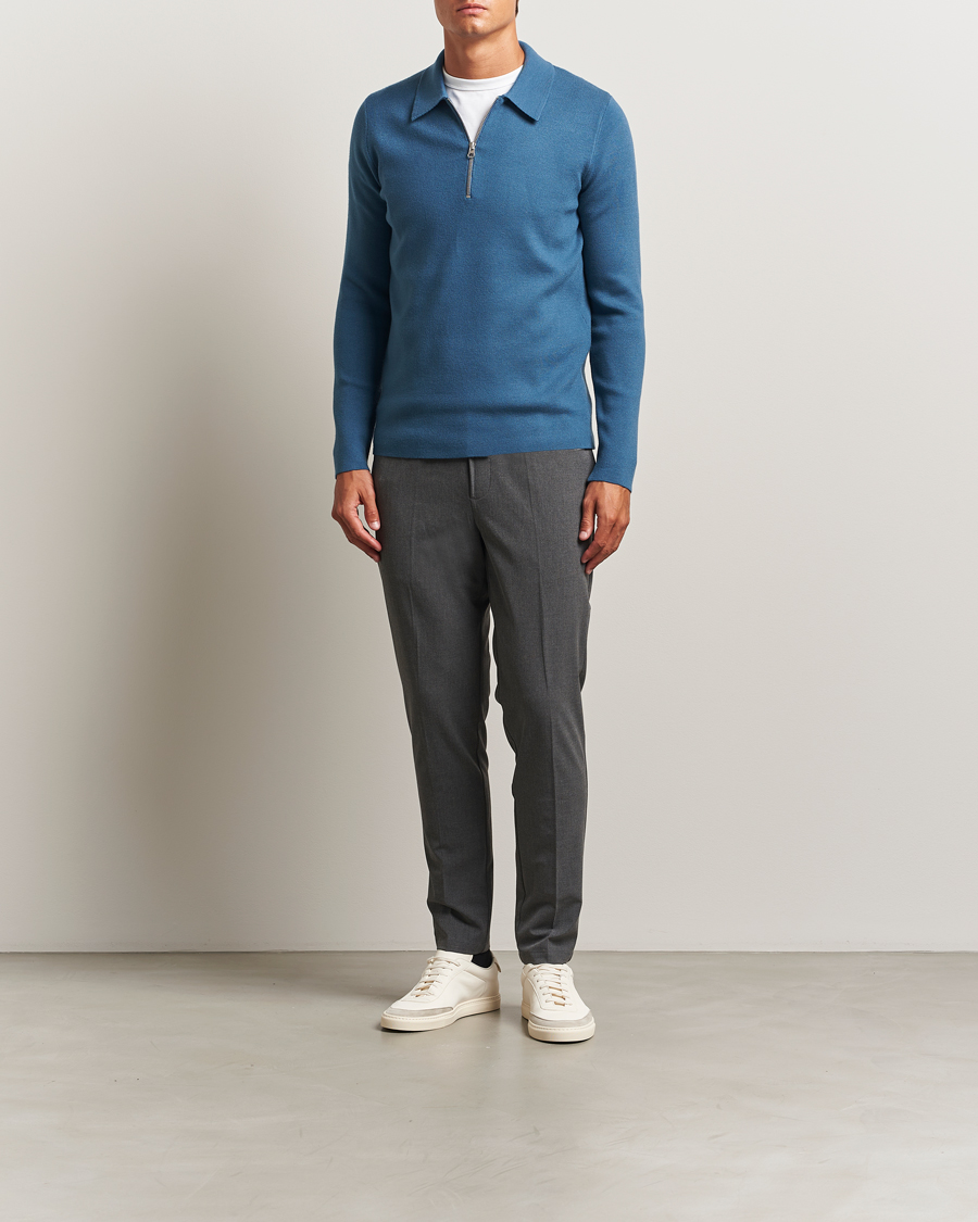 Men | Sweaters & Knitwear | Samsøe Samsøe | Guna Half Zip Stellar Blue