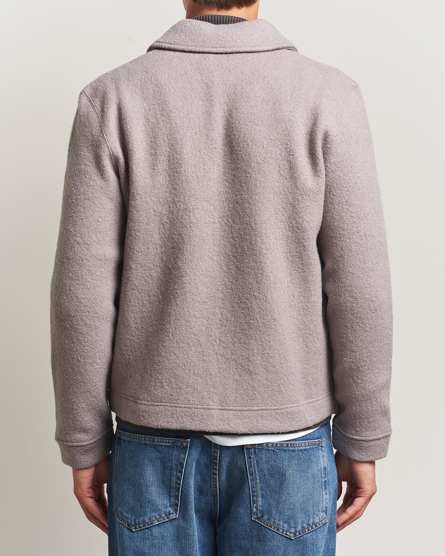 Men | Sweaters & Knitwear | Samsøe Samsøe | Hannes Boiled Wool Full Zip Elephant Skin