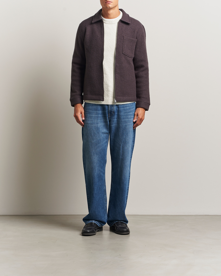 Men | Sweaters & Knitwear | Samsøe Samsøe | Hannes Boiled Wool Full Zip Turkish Coffee