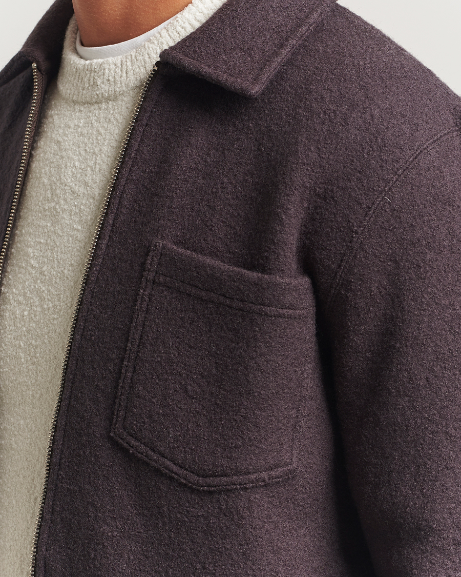 Men | Sweaters & Knitwear | Samsøe Samsøe | Hannes Boiled Wool Full Zip Turkish Coffee