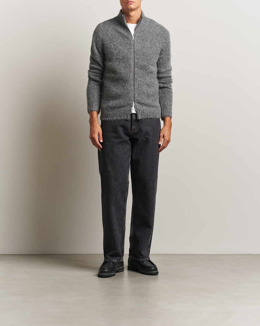 Men | Sweaters & Knitwear | Samsøe Samsøe | Jean Alpaca Knitted Full Zip Iron Gate
