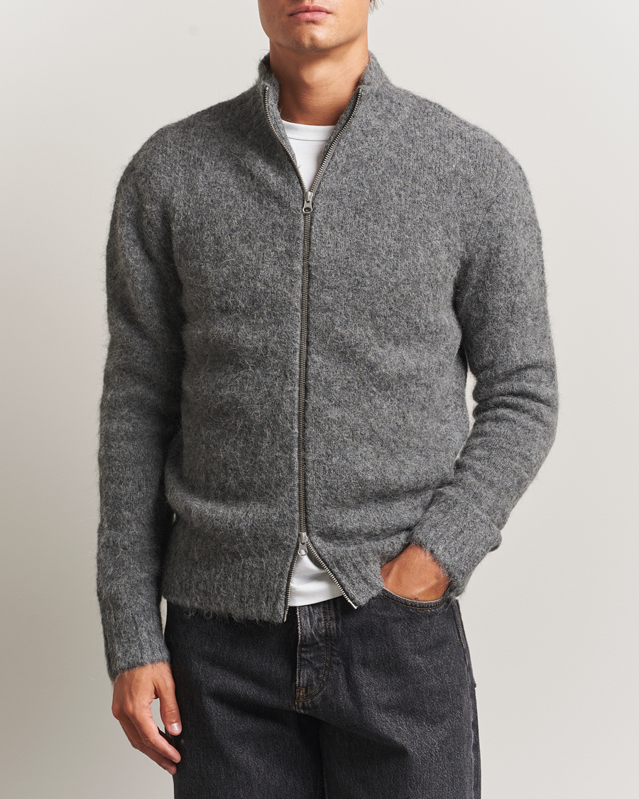Men | Sweaters & Knitwear | Samsøe Samsøe | Jean Alpaca Knitted Full Zip Iron Gate