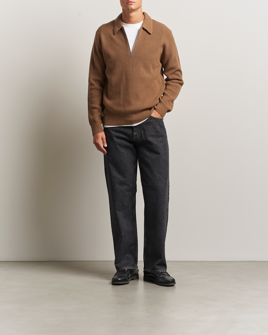 Men | Sweaters & Knitwear | Samsøe Samsøe | Isak Knitted Half Zip Polo Otter Brown