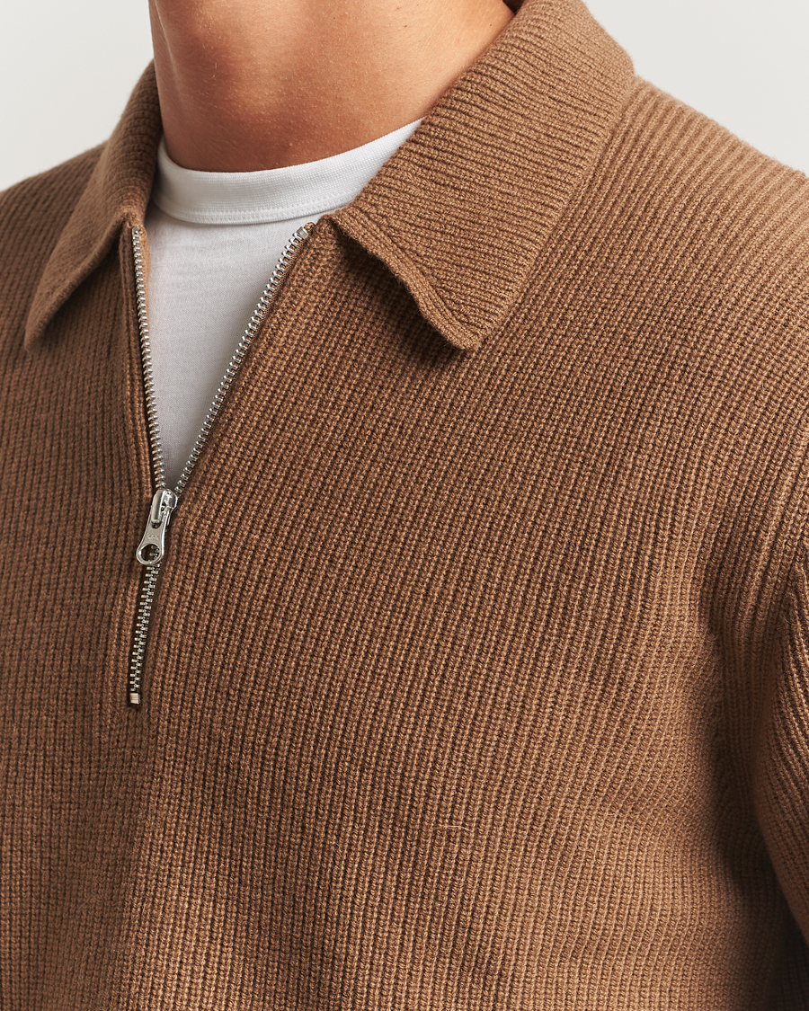 Men | Sweaters & Knitwear | Samsøe Samsøe | Isak Knitted Half Zip Polo Otter Brown