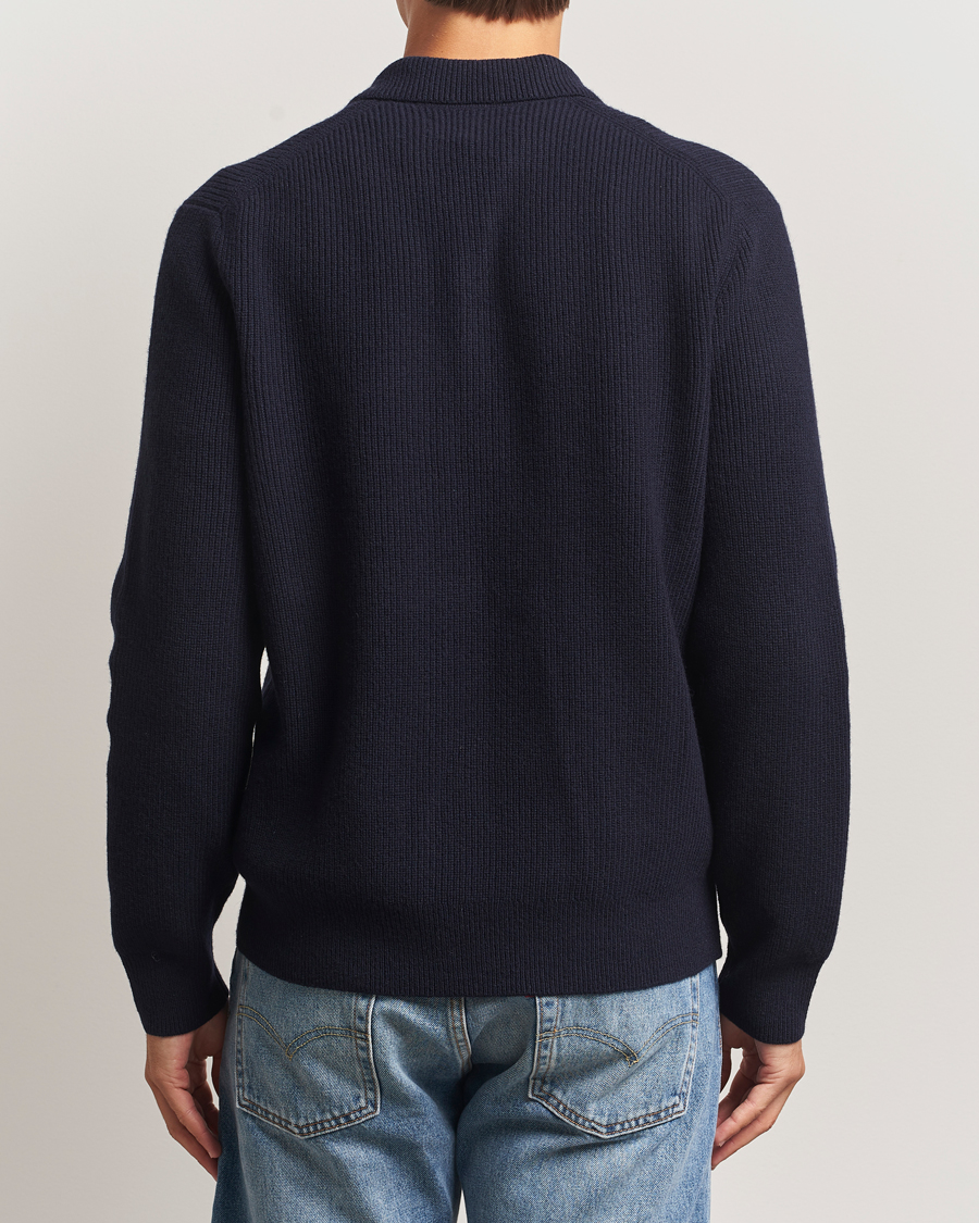 Men | Sweaters & Knitwear | Samsøe Samsøe | Isak Knitted Half Zip Polo Salute Navy