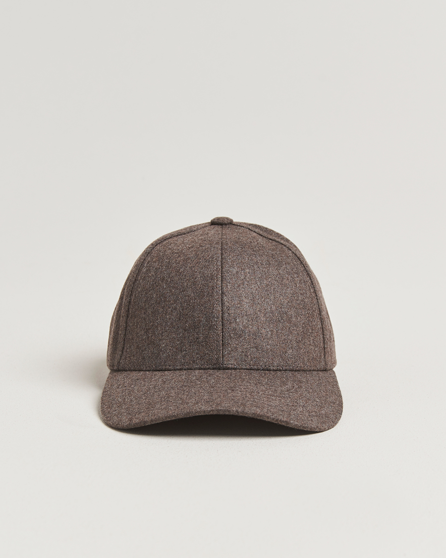 Men | Hats & Caps | Varsity Headwear | Flannel Baseball Cap Taupe Brown