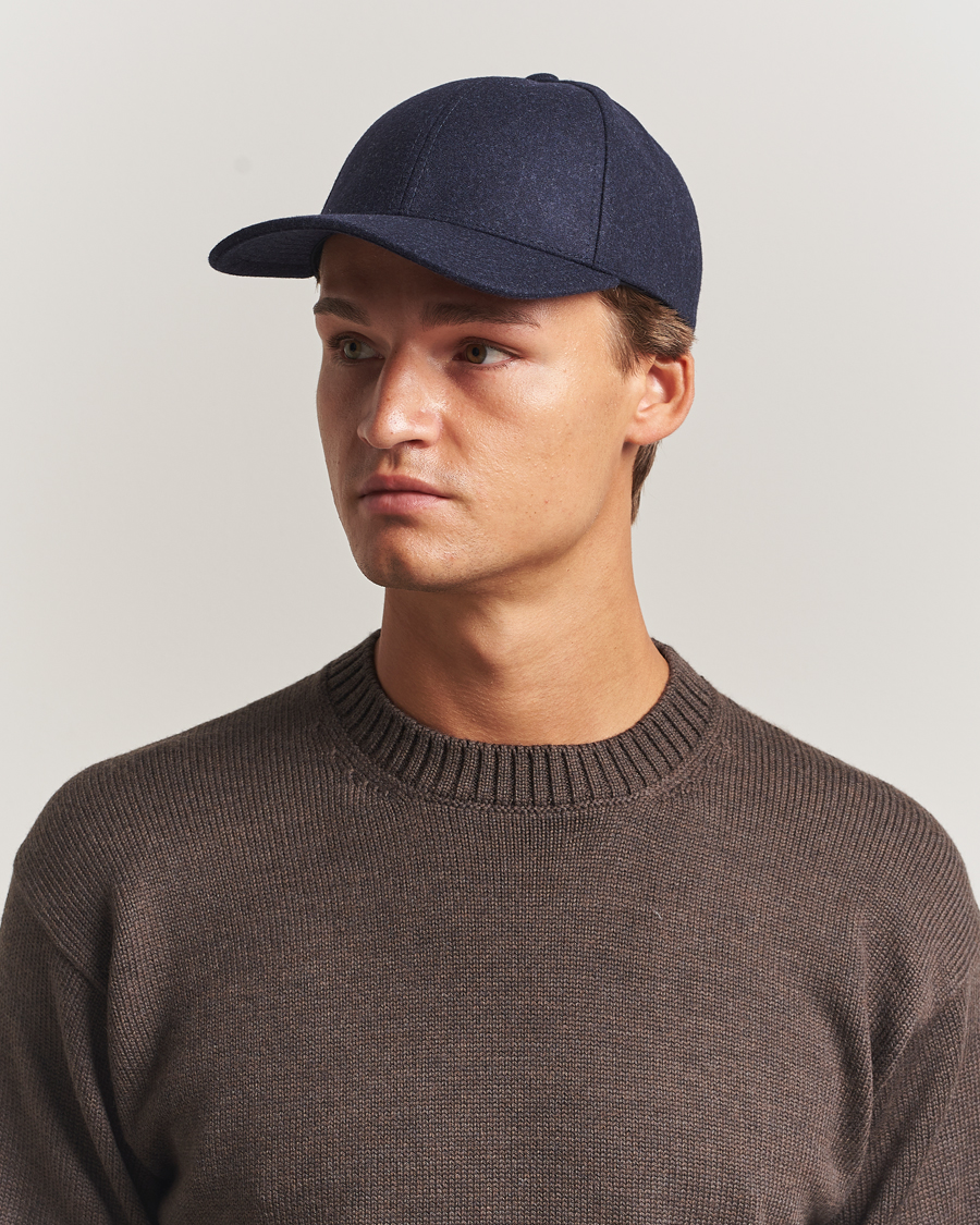 Men | Hats & Caps | Varsity Headwear | Flannel Baseball Cap Dark Navy