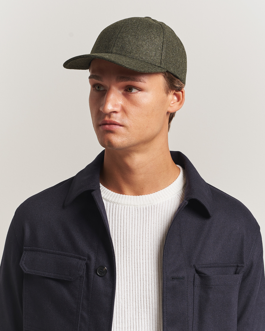 Men | Hats & Caps | Varsity Headwear | Flannel Baseball Cap Forest Green