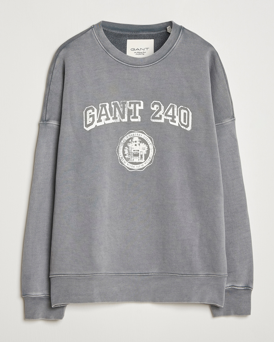 Men | Sweaters & Knitwear | GANT 240 Mulberry Street | Vintage Graphic Crew Neck Sweatshirts Steel Grey