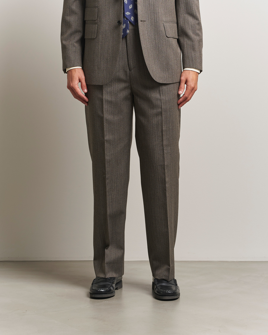 Men | Trousers | GANT 240 Mulberry Street | Herringbone Suit Pants Deep Brown
