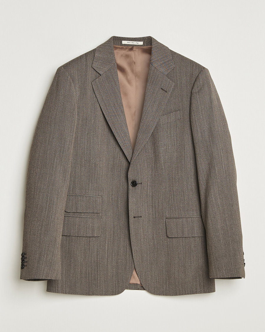 Men | Blazers | GANT 240 Mulberry Street | Herringbone Suit Jacket Deep Brown