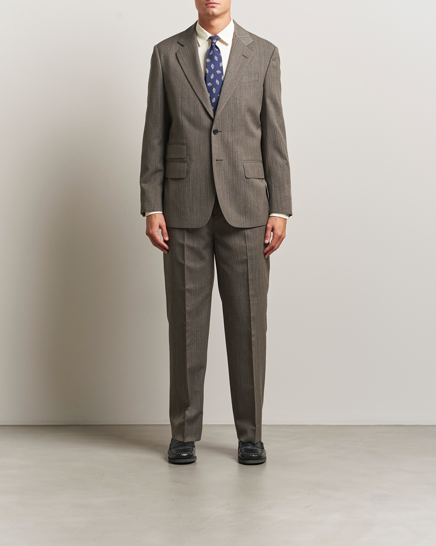 Men | Blazers | GANT 240 Mulberry Street | Herringbone Suit Jacket Deep Brown