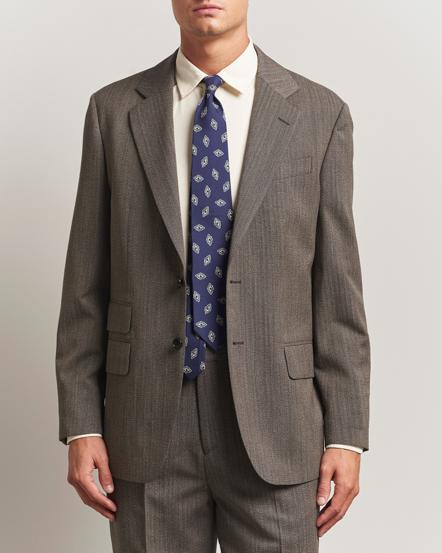 Men | Blazers | GANT 240 Mulberry Street | Herringbone Suit Jacket Deep Brown