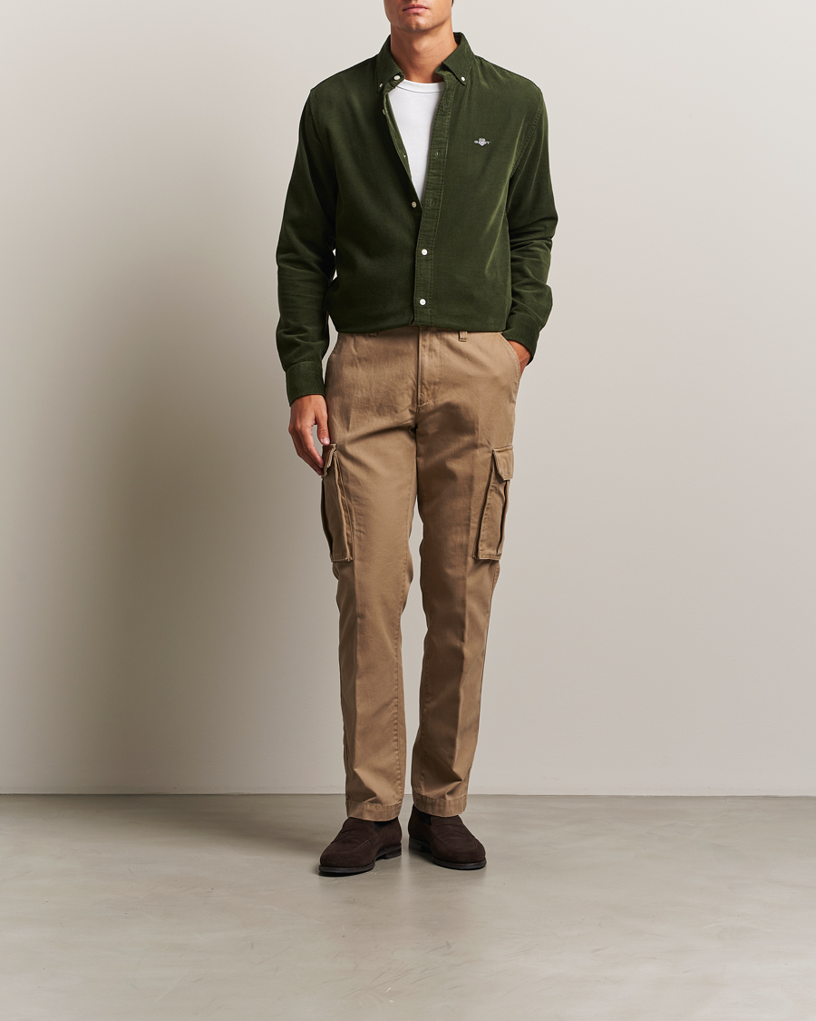 Men | Trousers | GANT | Regular Fit Cotton Twill Cargo Pants Light Taupe