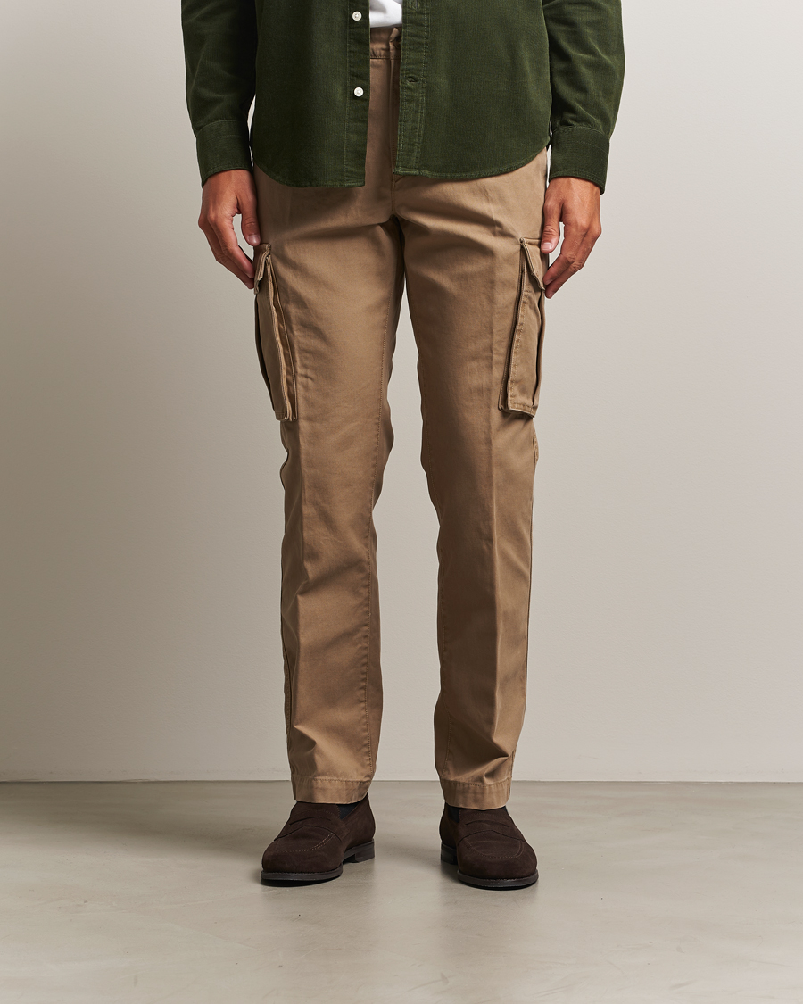 Men | Trousers | GANT | Regular Fit Cotton Twill Cargo Pants Light Taupe