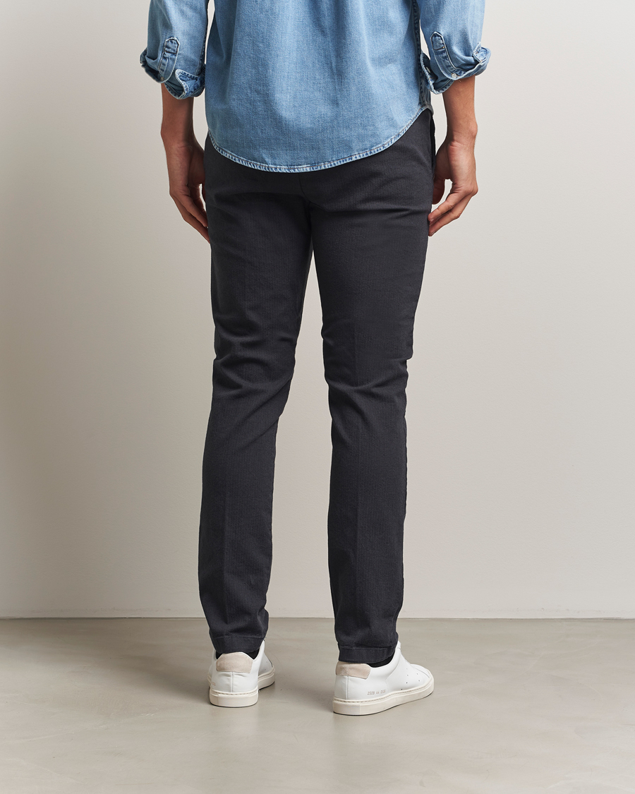 Men | Trousers | Gant | Slim Fit Cotton Herringbone Trousers Antracite