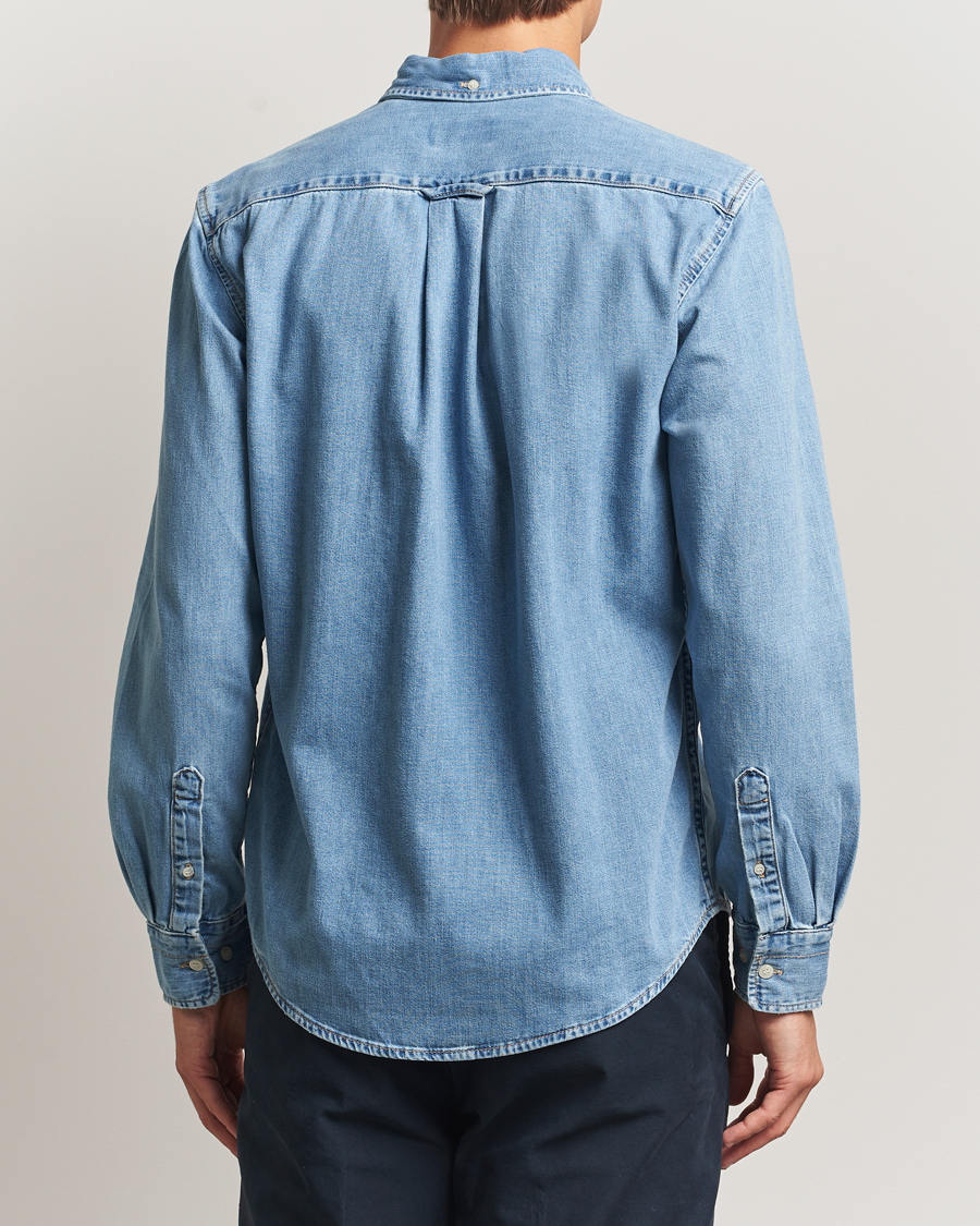 Men | Shirts | GANT | Regular Fit Denim Shirt Light Blue Worn In