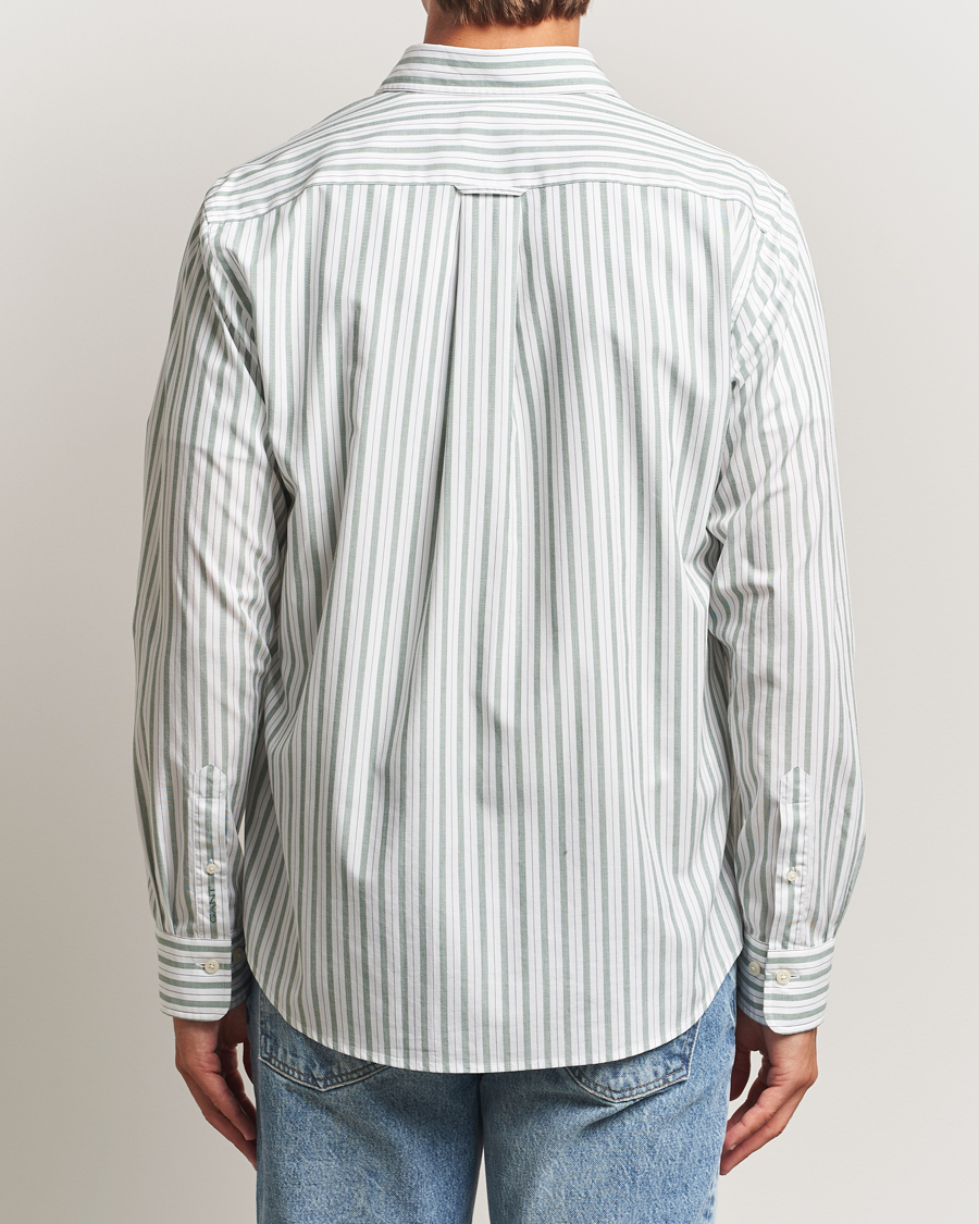 Men | Shirts | GANT | Regular Fit Poplin Striped Shirt Forest Green