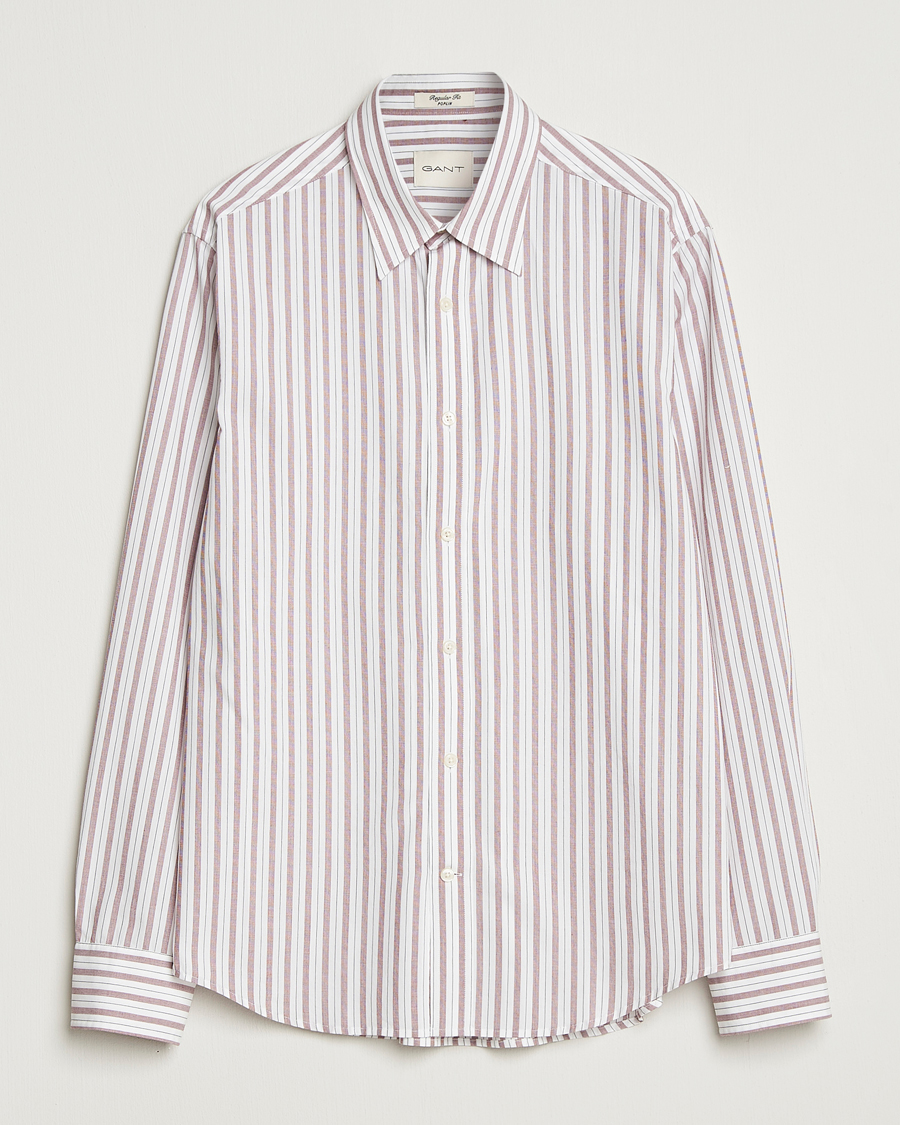 Men | Shirts | GANT | Regular Fit Poplin Striped Shirt Plumped Red
