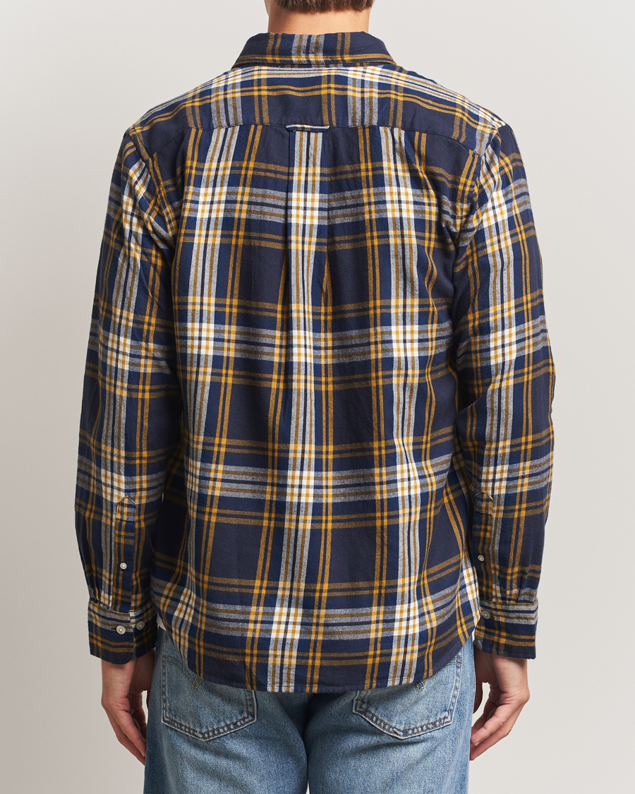 Men | Shirts | GANT | Regular Fit Checked Flannel Shirt Evening Blue