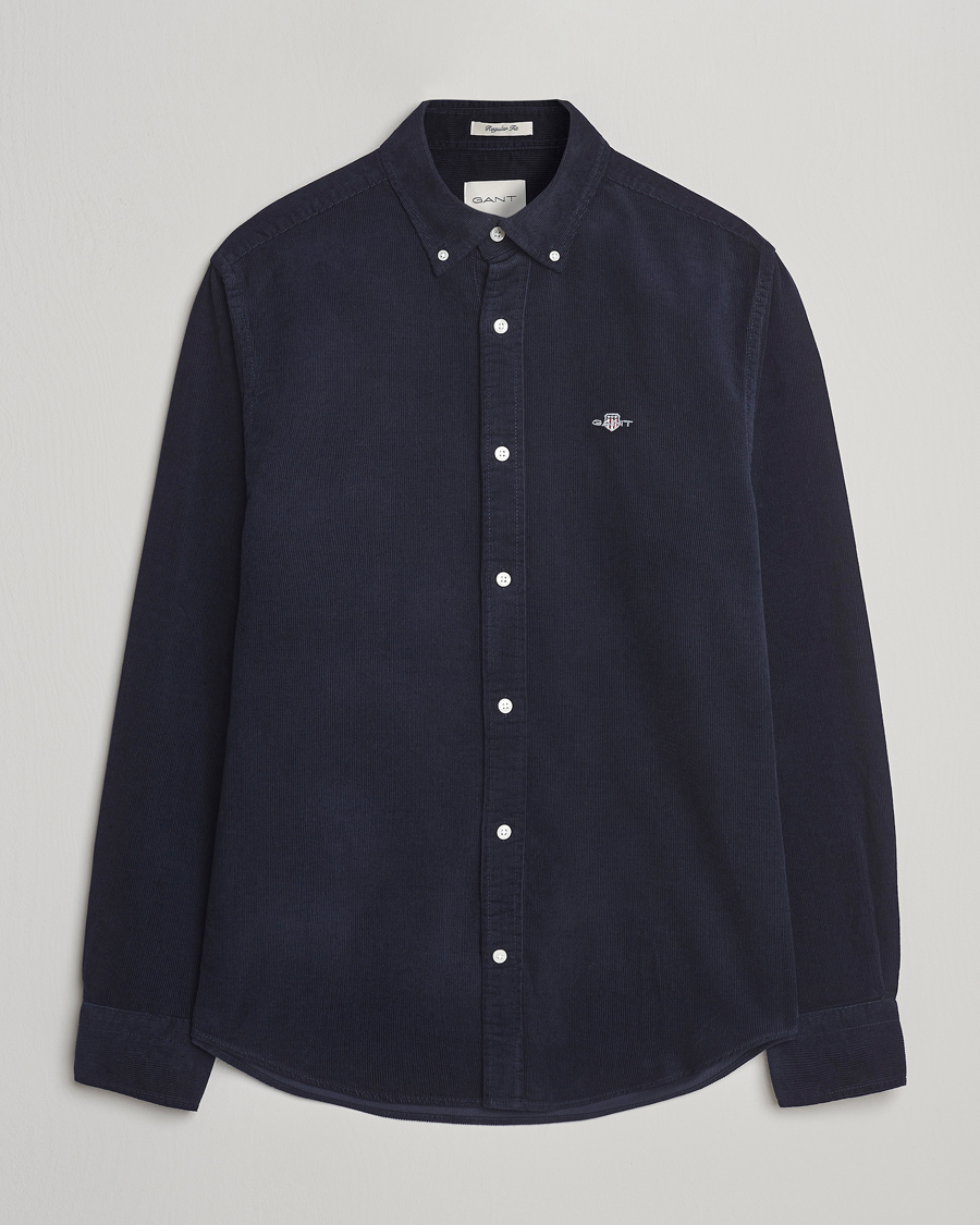 Men | Shirts | GANT | Regular Fit Corduroy Shirt Evening Blue