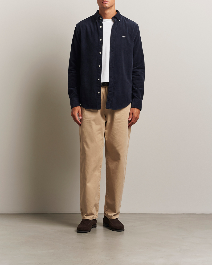 Men | Shirts | GANT | Regular Fit Corduroy Shirt Evening Blue
