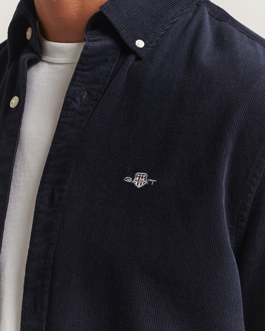 Men | Shirts | GANT | Regular Fit Corduroy Shirt Evening Blue
