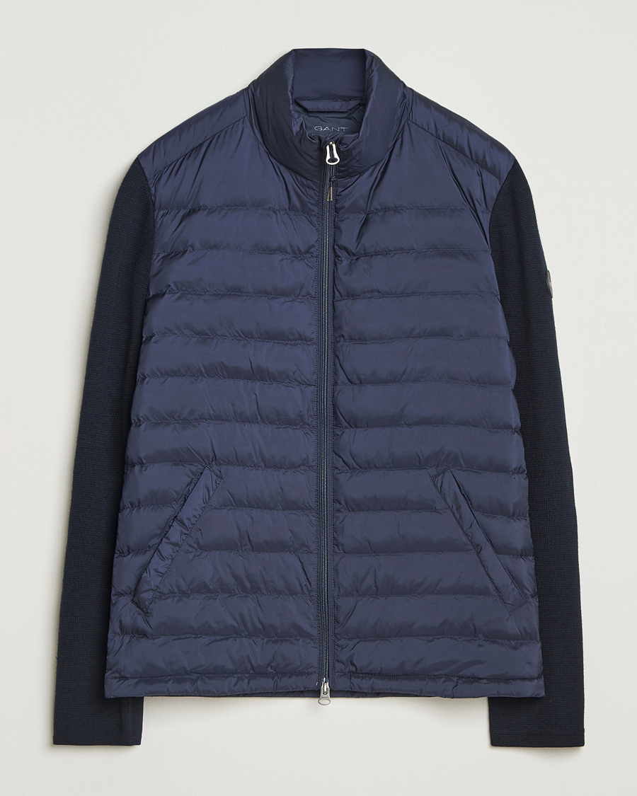 Men | Coats & Jackets | GANT | Mixed Media Hybrid Jacket Evening Blue