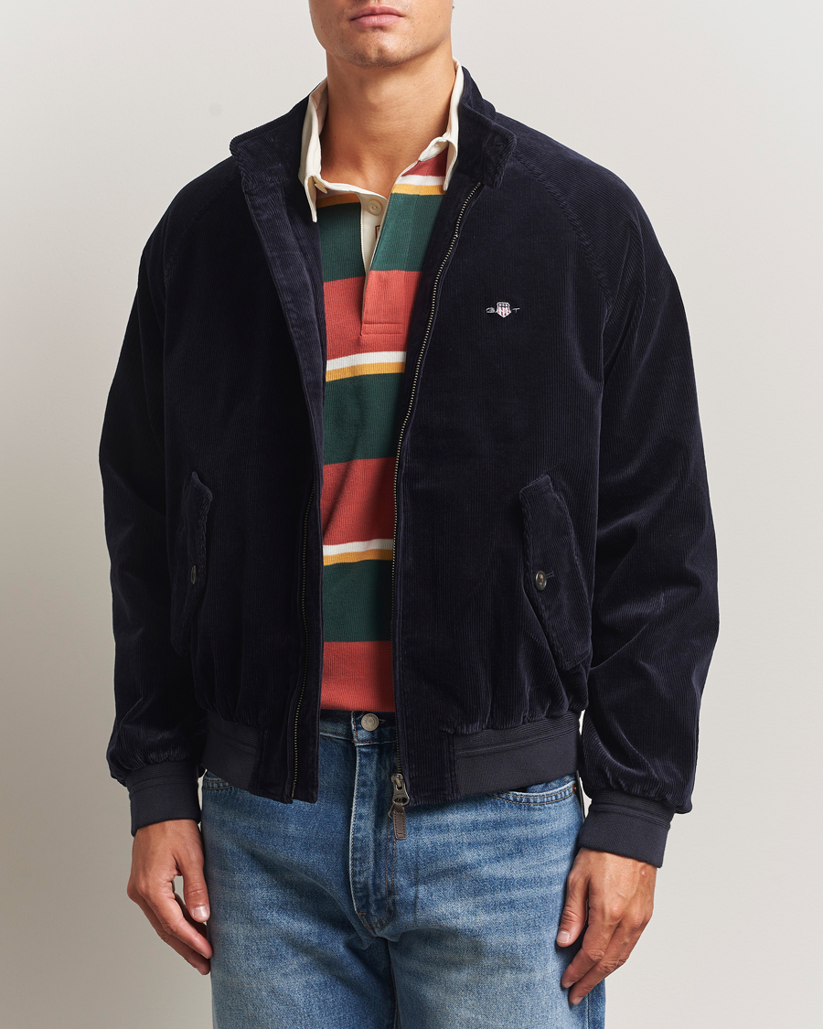 Men | Coats & Jackets | Gant | Corduroy Harrington Jacket Evening Blue